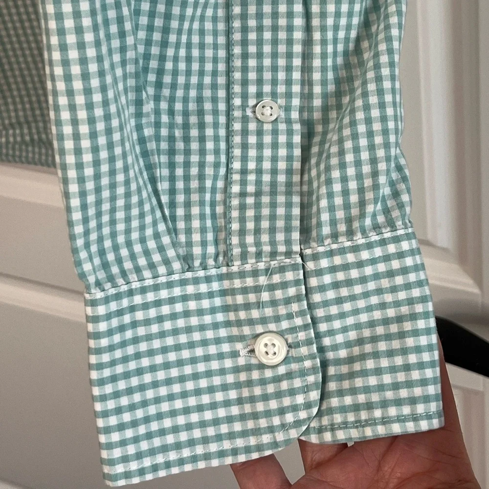 J. Crew Secret Wash Organic Cotton Poplin Button Down Shirt For Men Gingham XL